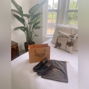 ***** sold******* TODS Black Leather Platform Loafers, size EU 40.5